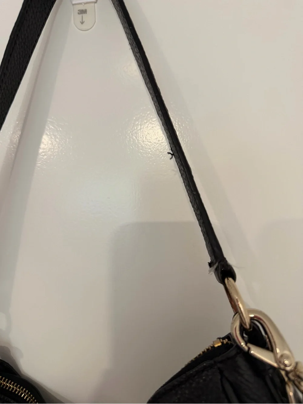 kate spade Black Pebbled Leather Crescent Shoulder Bag with Gold Hardware